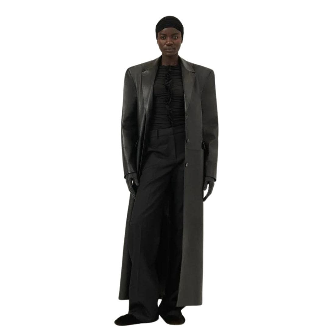 MAGDA BUTRYM SINGLE BREASTED LEATHER COAT IN BLACK - Image 3