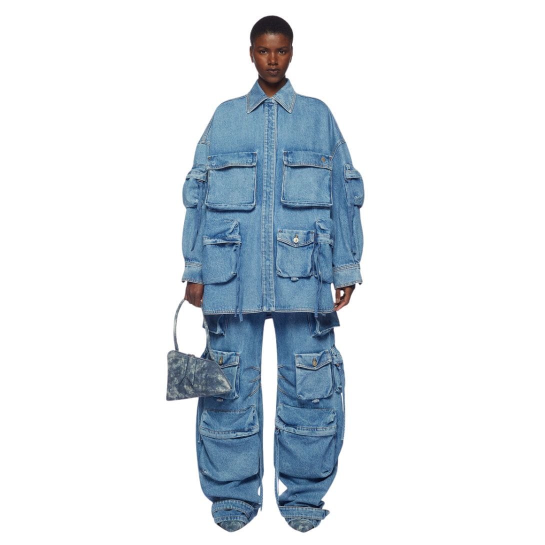 THE ATTICO FERN WASHED BLUE SHORT COAT - Image 3