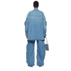 THE ATTICO FERN WASHED BLUE LONG PANTS