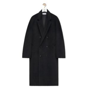LOEWE DOUBLE BREASTED COAT IN LAMA AND WOOL