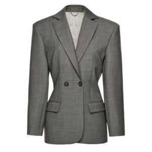 MAGDA BUTRYM DOUBLE BUTTON HOURGLASS BLAZER IN GREY