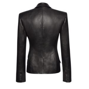 MAGDA BUTRYM FITTED LEATHER BLAZER IN BLACK