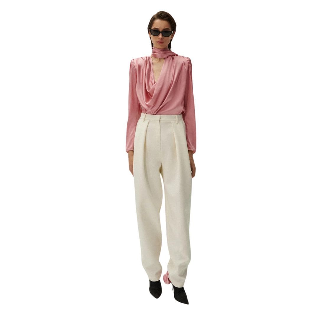 MAGDA BUTRYM TAPERED WOOL TROUSERS IN CREAM - Image 3