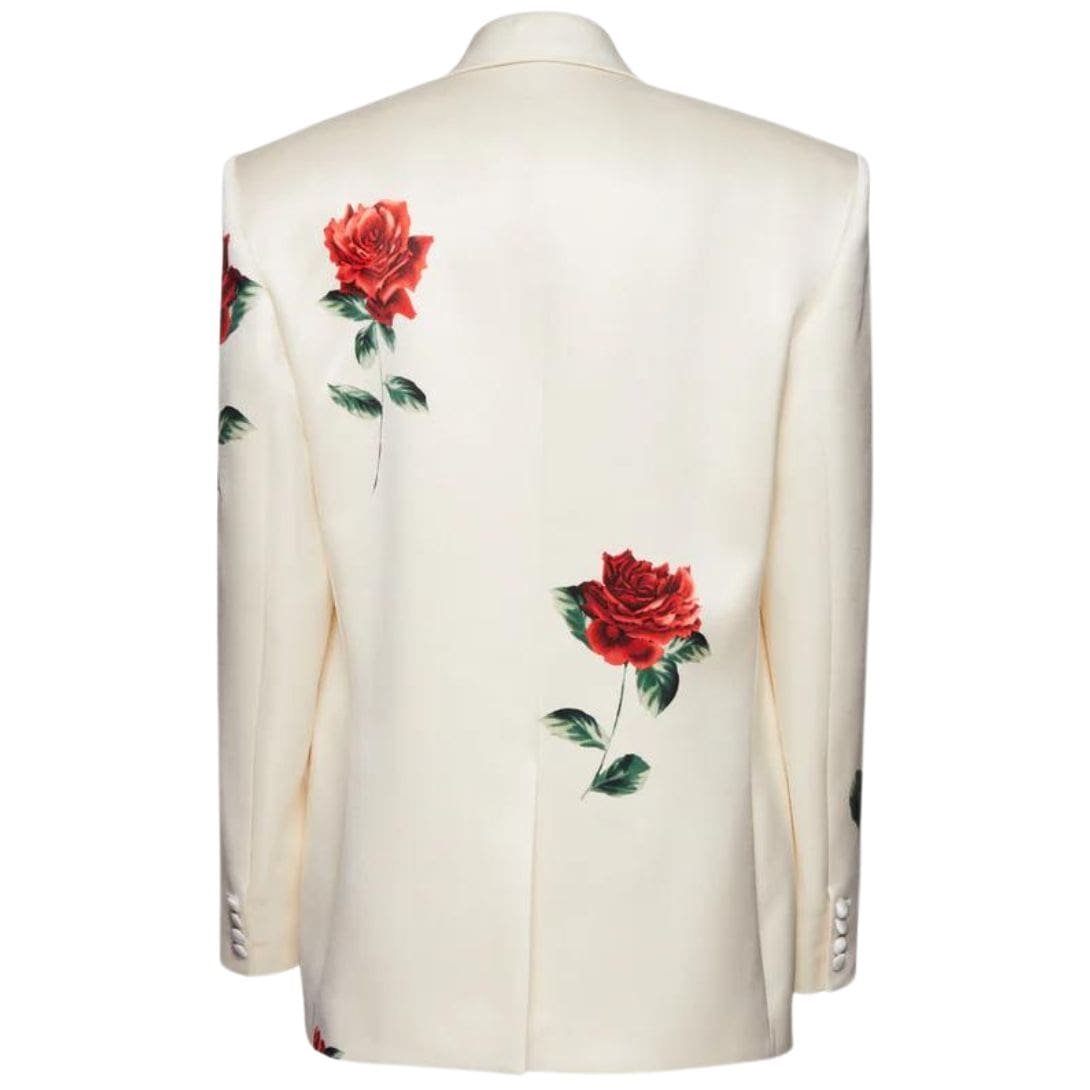 MAGDA BUTRYM ROSE STAMPED OVERSIZED BLAZER IN CREAM - Image 2