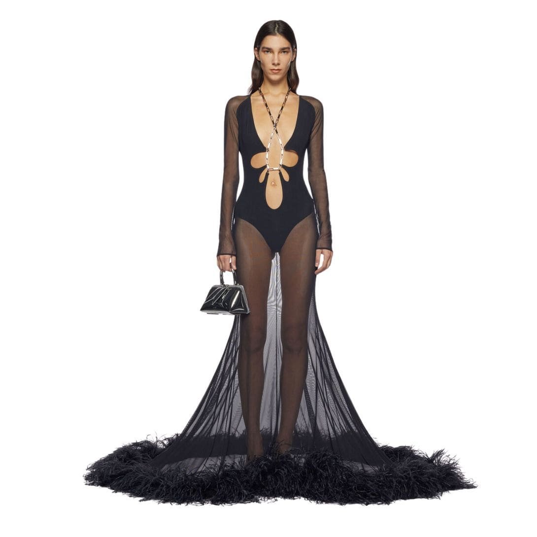 THE ATTICO "KAREN" BLACK LONG DRESS - Image 3