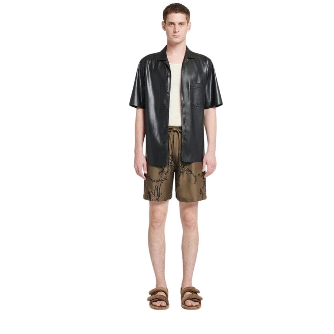 NANUSHKA DOXXI PRINTED SILK-TWILL SHORTS CALLIGRAPH KHAKI - Image 2