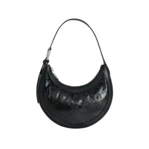 MARINE SERRE EMBOSSED LEATHER MINI ECLIPS LEATHER BLACK