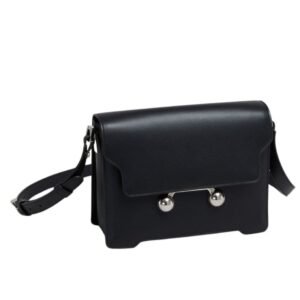 MARNI BLACK LEATHER TRUNKAROO MEDIUM SHOULDER BAG