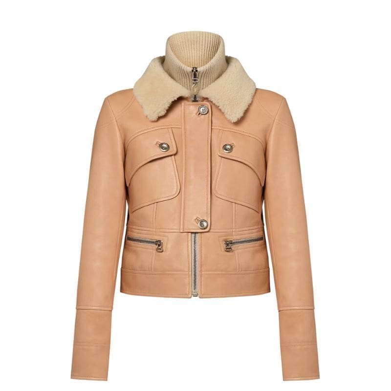 LOUIS VUITTON SHEARLING COLLAR LEATHER JACKET - Image 3