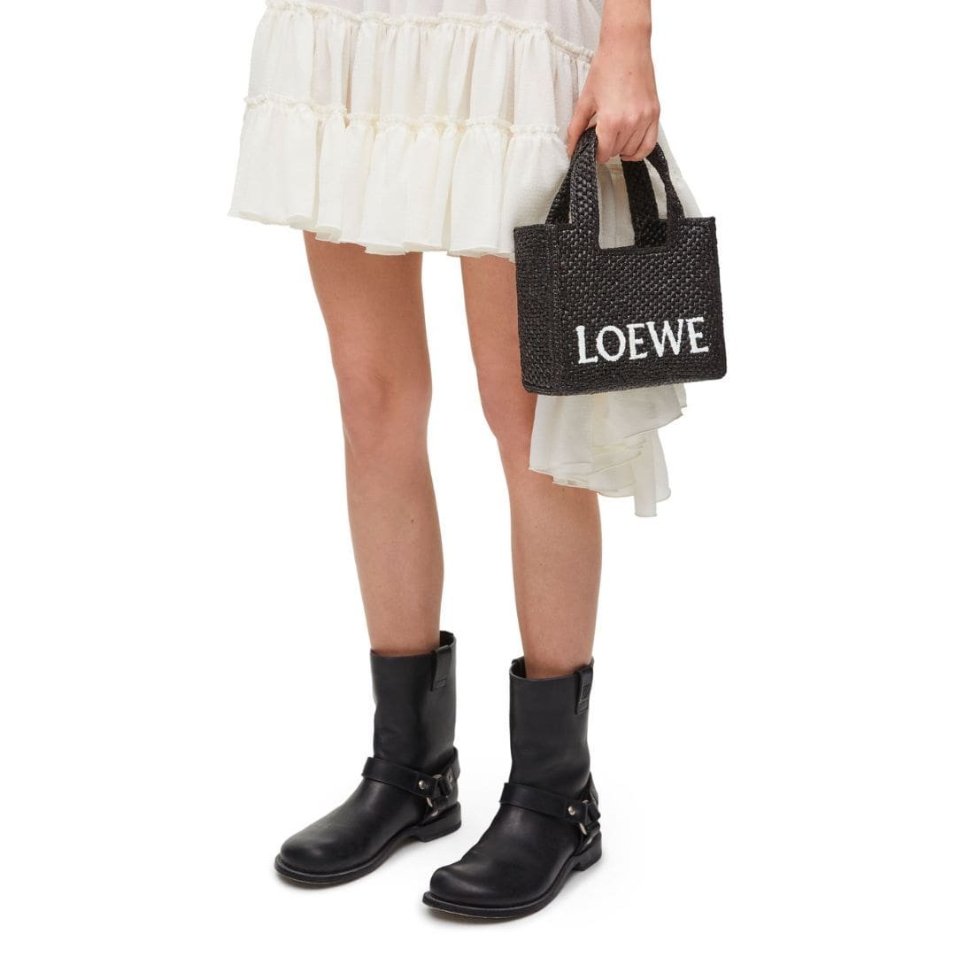 LOEWE FONT TOTE MINI BAG IN RAFFIA - Image 9