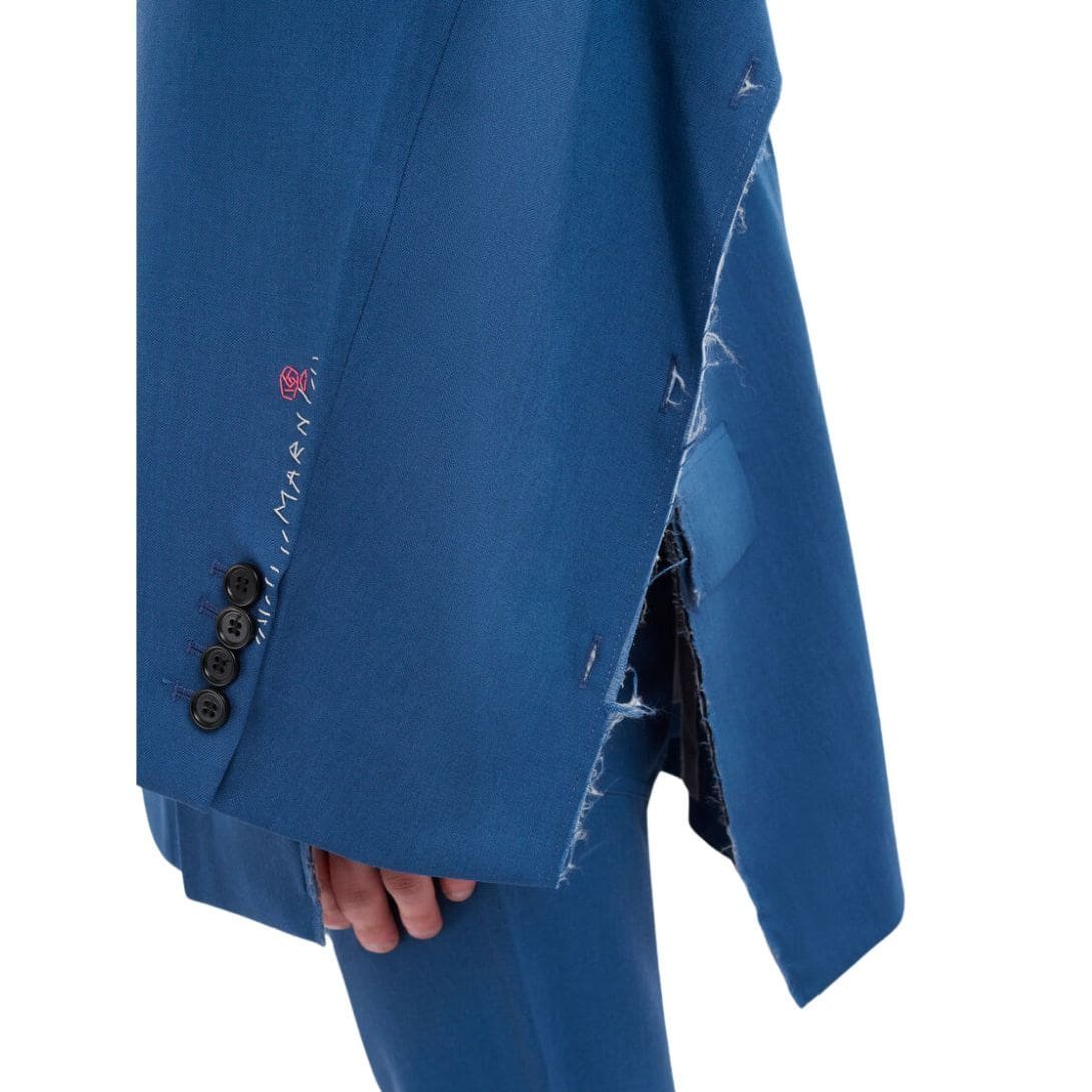 MARNI BLUE WOOL MOHAIR BLAZER WITH MARNI MENDING - Image 6