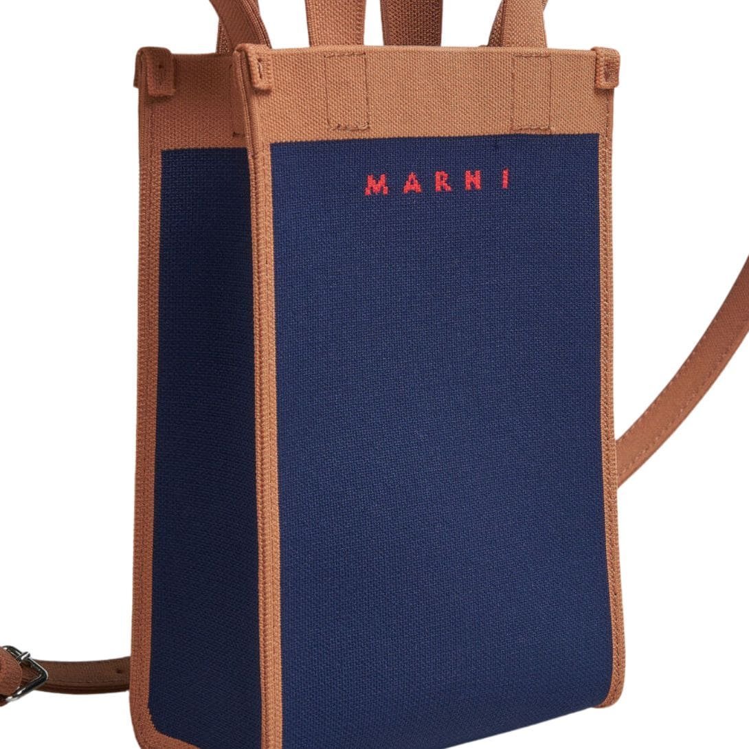 MARNI BLUE AND BROWN JACQUARD SHOULDER BAG - Image 3