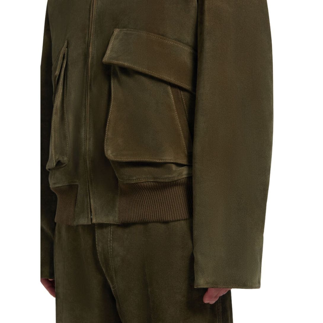 MARNI GREEN SUEDE JACKET WITH SHEARLING COLLAR - Image 5