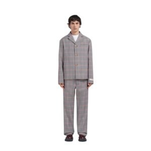 MARNI ORANGE CHECKED TECH WOOL BLAZER