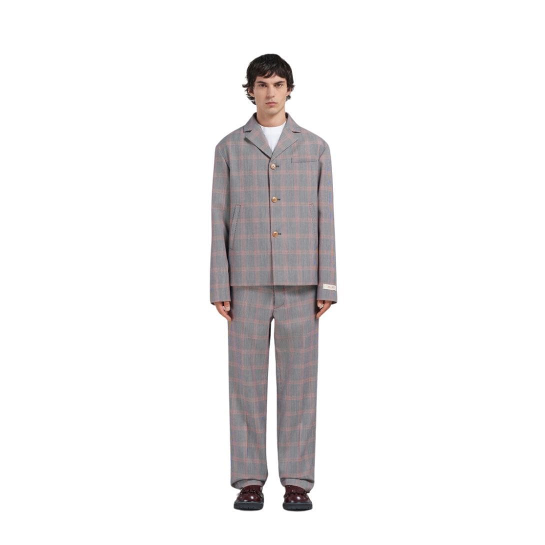 MARNI ORANGE CHECKED TECH WOOL BLAZER - Image 2