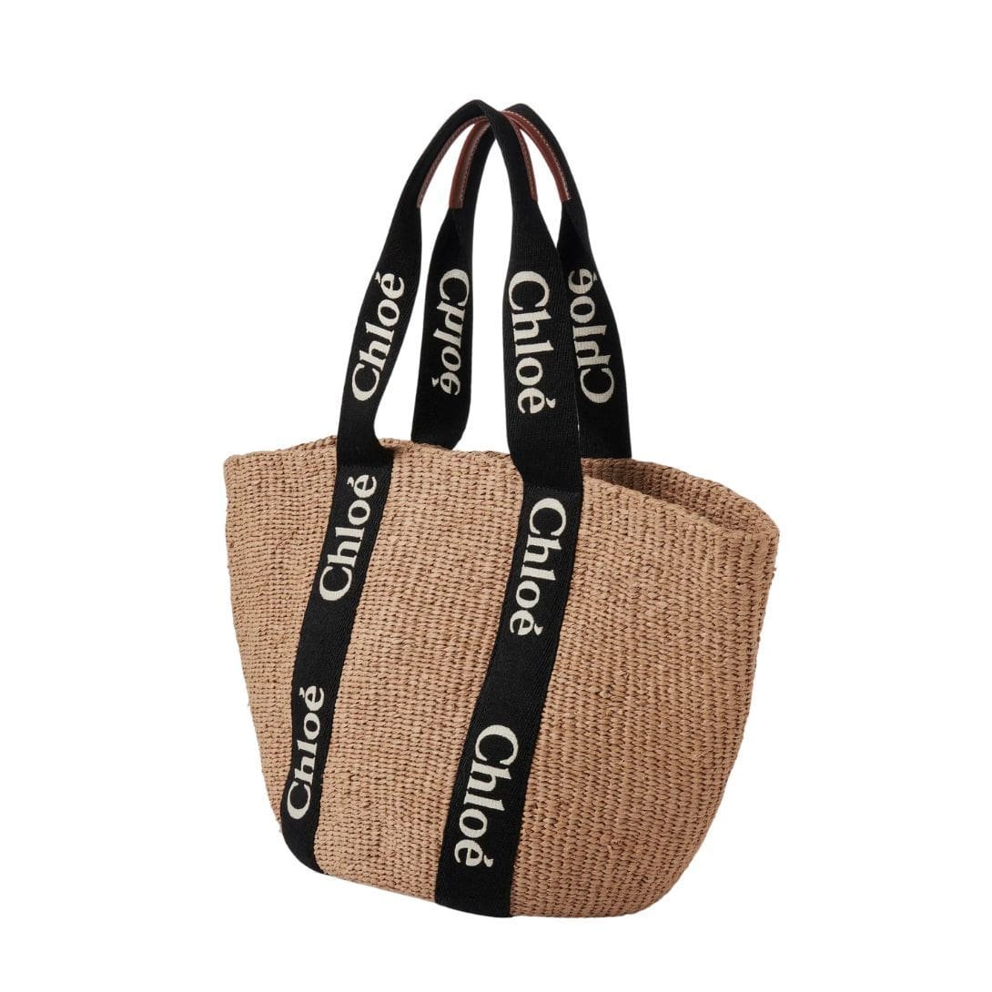 CHLOE LARGE WOODY BASKET BLACK AND BEIGE - Image 5