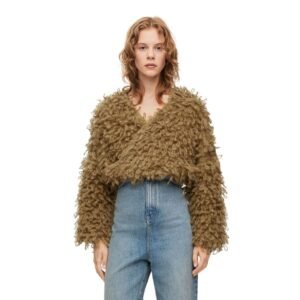 LOEWE MOHAIR AND WOOL CROPPED CARDIGAN