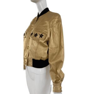 Gold Women Leather Jacket