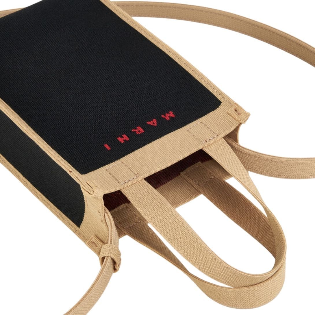 MARNI BLACK AND BEIGE JACQUARD MINI SHOULDER BAG - Image 3