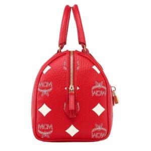 MCM Medium Ella Boston Bag in Maxi Visetos Candy Red