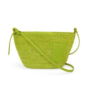 LOEWE MINI SLIT CLUTCH BAG IN RAFFIA AND CALFSKIN