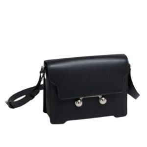 MARNI BLACK LEATHER TRUNKAROO MEDIUM SHOULDER BAG