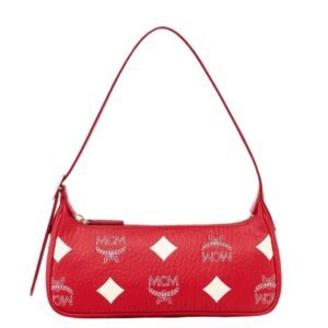 MCM Small Aren Shoulder Bag in Maxi Visetos Candy Red