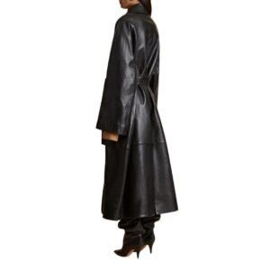 KHAITE THE MINNIE COAT IN BLACK LEATHER