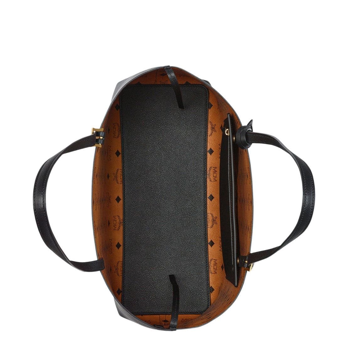 MCM MEDIUM HIMMEL SHOPPER IN EMBOSSED LOGO LEATHER BLACK - Image 4