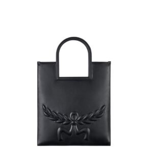MCM MEDIUM AREN FOLD TOTE IN MEGA LAUREL LEATHER BLACK