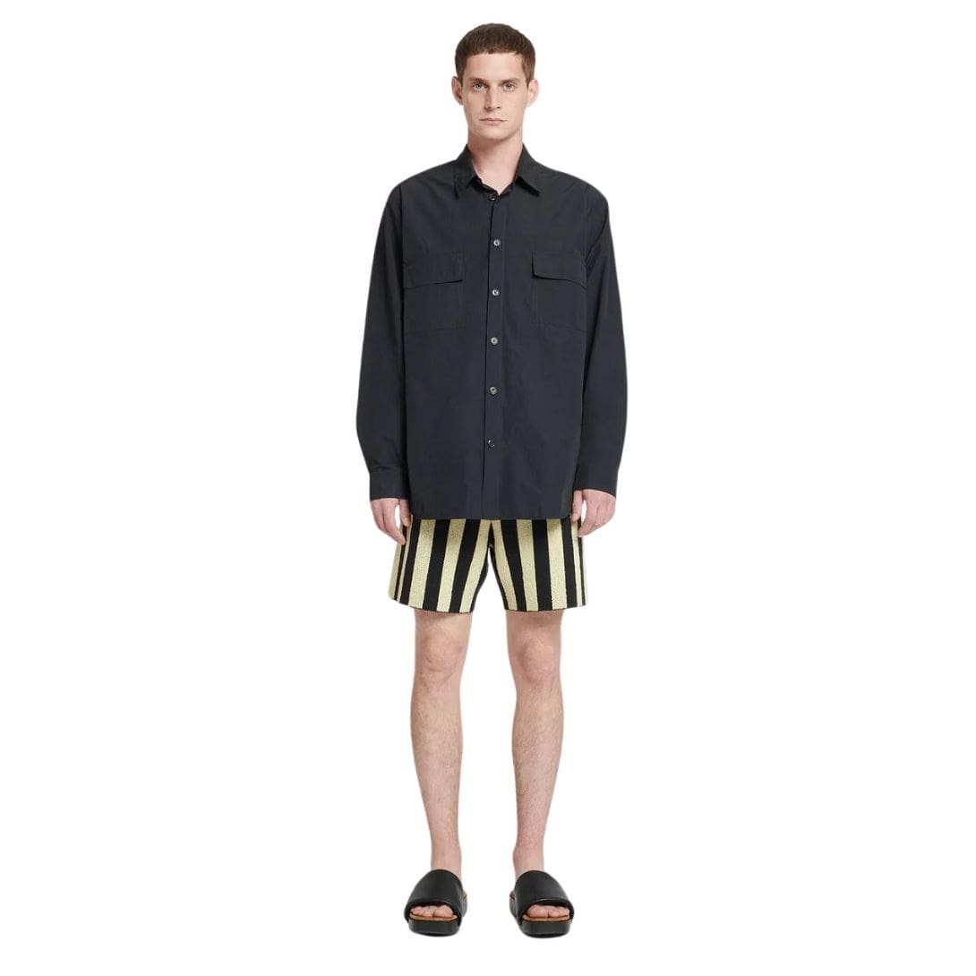 NANUSHKA JARI TECH POPLIN SHIRT OFF BLACK - Image 3