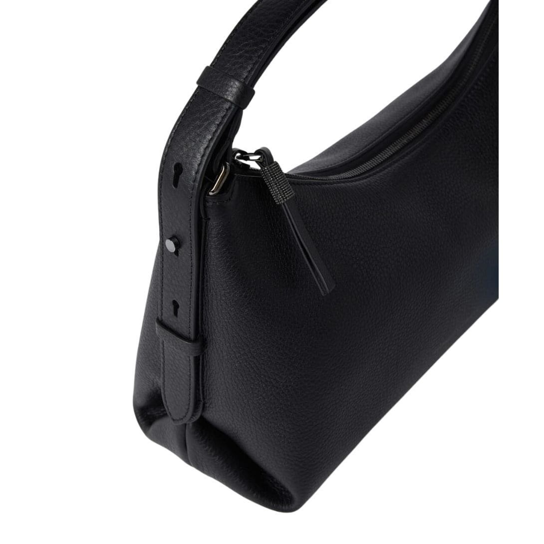 BRUNELLO CUCINELLI TEXTURE CALFSKIN HOBO BAG WITH MONILI - Image 3