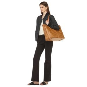 MCM LARGE REVERSIBLE LIZ SHOPPER IN VISETOS COGNAC