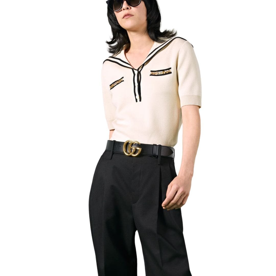 GUCCI GG MARMONT LEATHER BELT WITH SHINY BUCKLE - Image 2