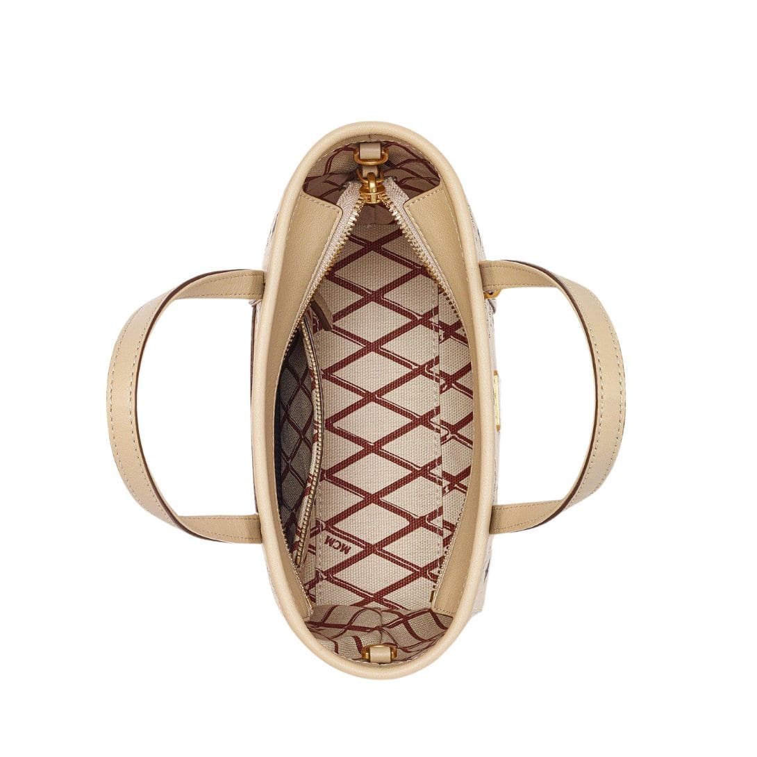 MCM MINI TONI TOP-ZIP SHOPPER IN VISETOS BEIGE - Image 5