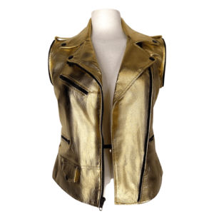 Gold Leather Jacket Women