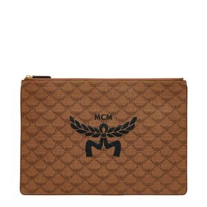 MCM X-LARGE HIMMEL ZIP POUCH IN LAURETOS COGNAC