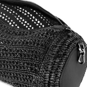 LOEWE LARGE BRACELET CLUTCH BAG IN RAFFIA AND CALFSKIN