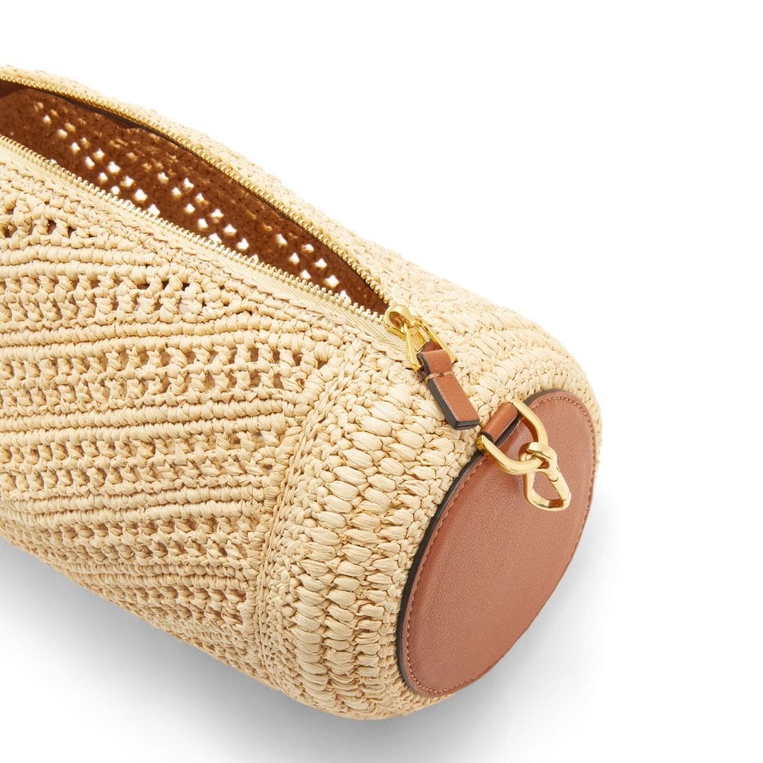 LOEWE LARGE BRACELET CLUTCH BAG IN RAFFIA AND CALFSKIN - Image 2