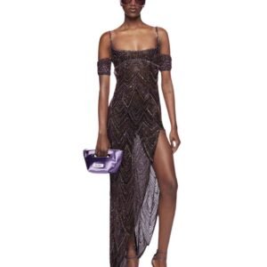 THE ATTICO DARK PURPLE LONG DRESS