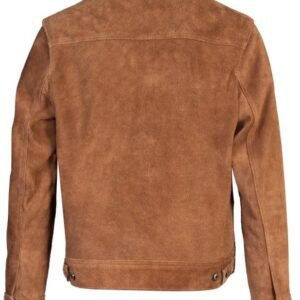 Casual Light Brown Collar Leather jacket Men