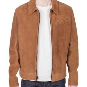 Casual Light Brown Collar Leather jacket Men