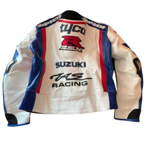 SUZUKI MOTORBIKE RACING LEATHER JACKET WHITE