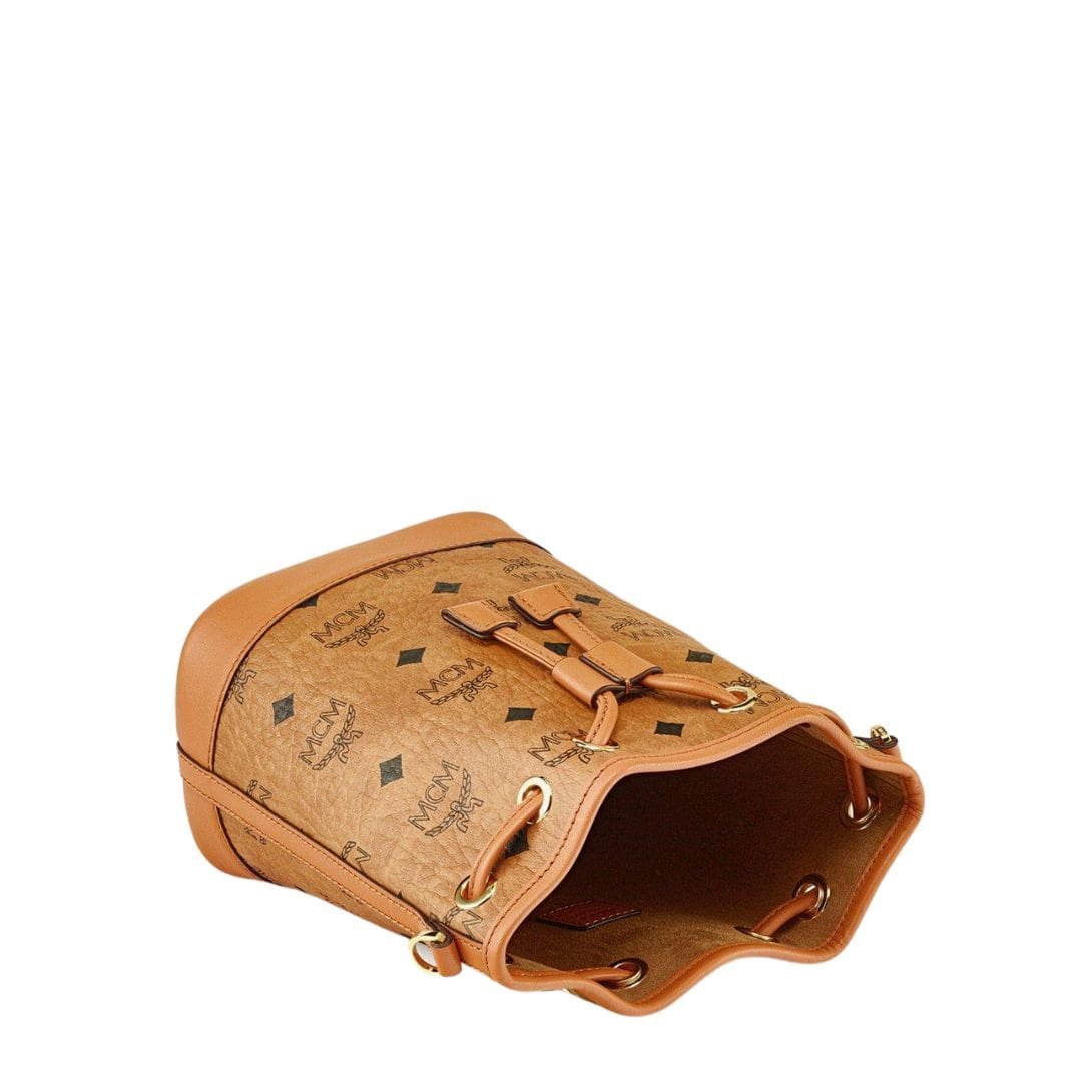 MCM MINI DESSAU DRAWSTRING BAG IN VISETOS COGNAC - Image 4