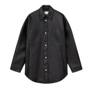 NANUSHKA MARTIN REGENERATED LEATHER OVERSHIRT BLACK