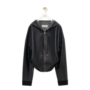 LOEWE DRAPED HOODIE IN NAPPA LAMBSKIN