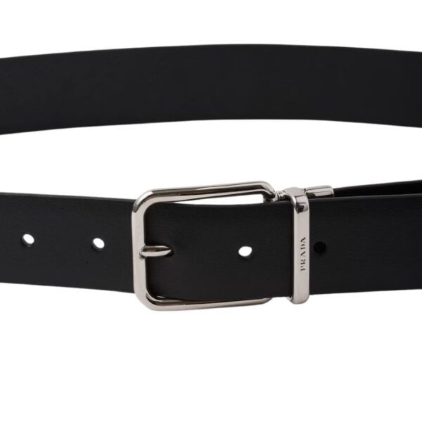 PRADA REVERSIBLE SAFFIANO AND LEATHER BELT - Image 4