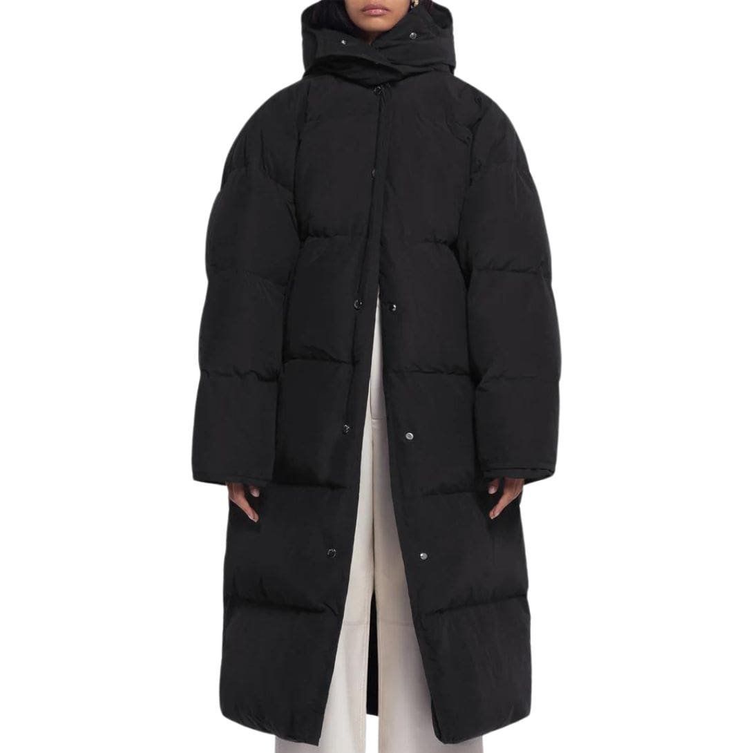 NANUSHKA RIVA TECH POPLIN PUFFER COAT OFF BLACK - Image 2