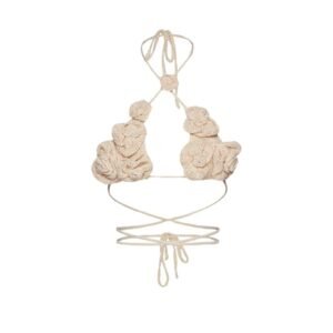 MAGDA BUTRYM 3D CROCHET FLOWER BRA TOP IN CREAM