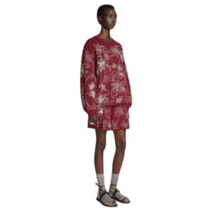 DRIES VAN NOTEN EMBROIDERED SHORTS BURGUNDY